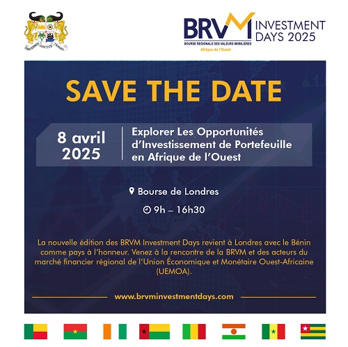 Brvm Investment Days à Londres : Les opportunités de croissance au Bénin présentées le 8 avril 2025
