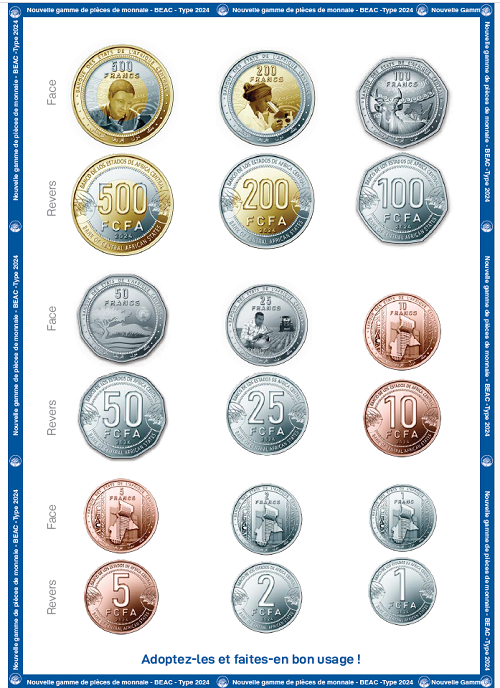 CEMAC : La BEAC met en circulation de nouvelles séries de pièces de monnaie « Type 2024 »