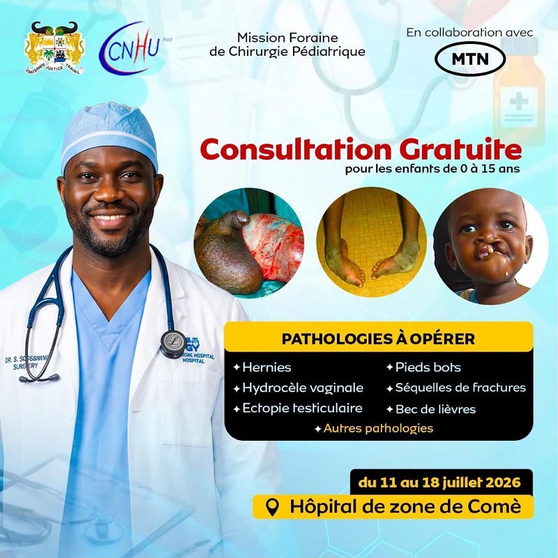 Santé infantile : MTN Bénin et le CNHU-HKM offrent des chirurgies gratuites aux enfants à Comè